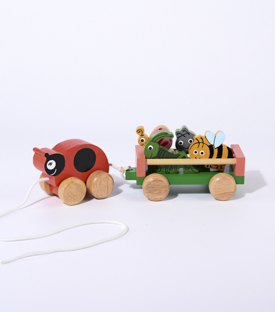 Käfer mit Insektenanhänger Albasiaholz L32x9xH7,5cm