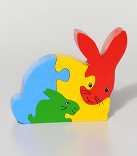 PUZZLE Hase mit Baby ca 13x13cm