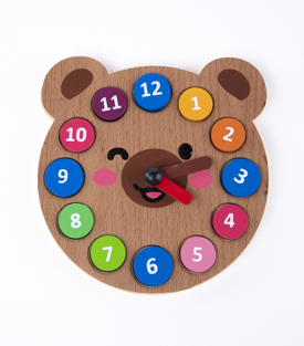 SPIELUHR Bär Gummibaumholz dm18cm