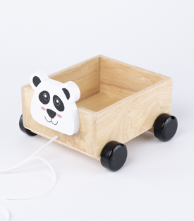 SPIELZEUGWAGEN Panda Gummibaumholz 20x14x19cm