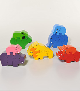 5 TIERPUZZLE Mama&Baby Holz,12x7,5cm