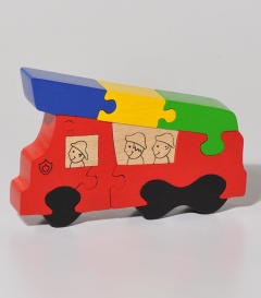 PUZZLE Feuerwehrauto Holz, 19x13x3cm