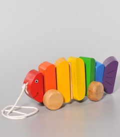 REGENBOGENFISCH zum Ziehen Acasiaholz,24x11x8cm