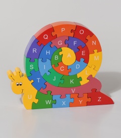 SCHNECKENALPHABET & Zahlen Puzzle, Acasiaholz,22x18x3,2cm