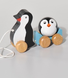 PINGUIN zum Ziehen Albaciaholz, 20xH12cm
