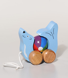 SEELÖWE zum Ziehen Albaciaholz, 9x7x9cm