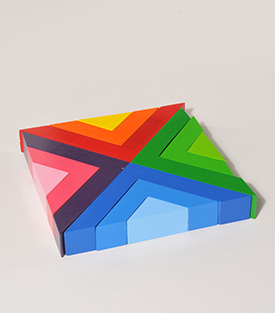 PUZZLE bunte Formen Albiziaholz 22x22x3cm