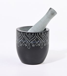 MÖRSER Gravur Palewastein schwarz dm9xH9cm
