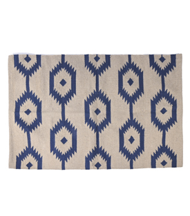 Artikeldetails anzeigen TEPPICH natur blau gemustert 100% BW gewebt 60x90cm