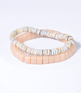 ARMBÄNDER 2-Set rose weiß Glas Bein elastisch