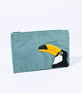 TÄSCHCHEN grün Tukan Textil bestickt 15xH9,5cm