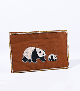 TÄSCHCHEN braun Bären Textil bestickt 15xH9,5cm