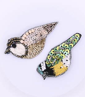BROSCHEN 2er Set Vögel Messing 6x3cm