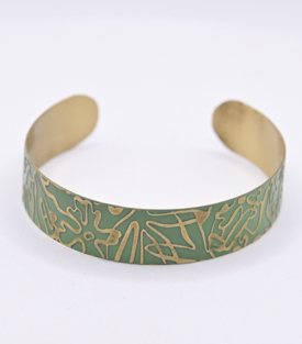 ARMREIF Floral salbei Messing B 1,5cm verstellbar