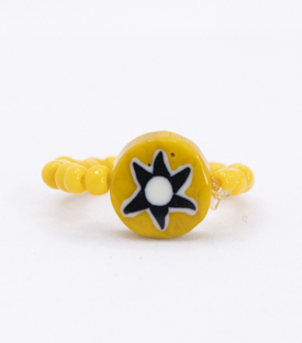 FINGERRING Gutka Glas gelb auf Gummiband one-size