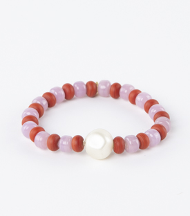 ARMBÄNDER Perlenmix Messing Glas auf Gummiband