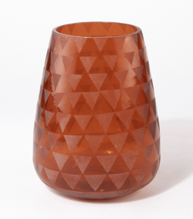 TEELICHTHALTER Geometrisch rot Glas 13,5x17,5cm