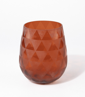 TEELICHTHALTER Geometrisch rot Glas 11x13,5cm