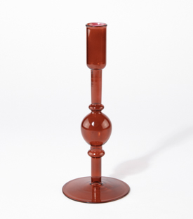 KERZENSTÄNDER Geometrisch rot Glas 9x22,5cm
