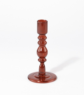KERZENSTÄNDER Geometrisch rot Glas 7,5x15cn