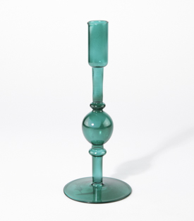 KERZENSTÄNDER Geometrisch grün Glas 9x22,5cm