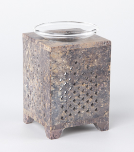 Artikeldetails anzeigen DUFTLAMPE mit Glasschale Speckstein 8x8xH14cm