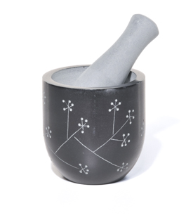 MÖRSER Zweige schwarz Palewastein dm9x9cm