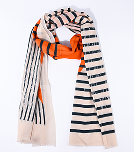 SCHAL Linien zinober 50%Baumwolle 50%Modal 200x75cm