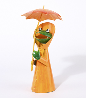 WETTERFROSCH mit Schirm handbemalt dm9xH28cm