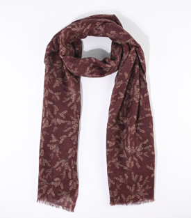 SCHAL Zweige braun 100% Wolle 200x75cm