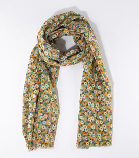 SCHAL Blumen gelb 50% Baumwolle 50% Modal 200x75
