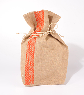 JUTEBEUTEL bedruckt Borte rot 25xH30cm