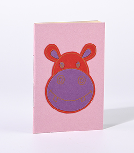 TAGEBUCH Nilpferd handgeschöpftes Papier,15x10cm