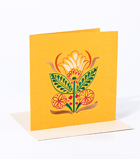 GRUSSKARTE Blume Strohschnitt, 14x14cm