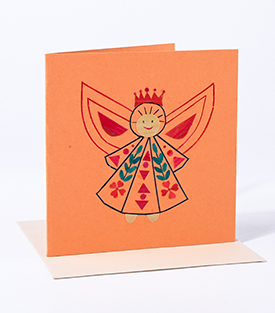 WEIHNACHTSKARTE Engel Strohschnitt, 14x14cm