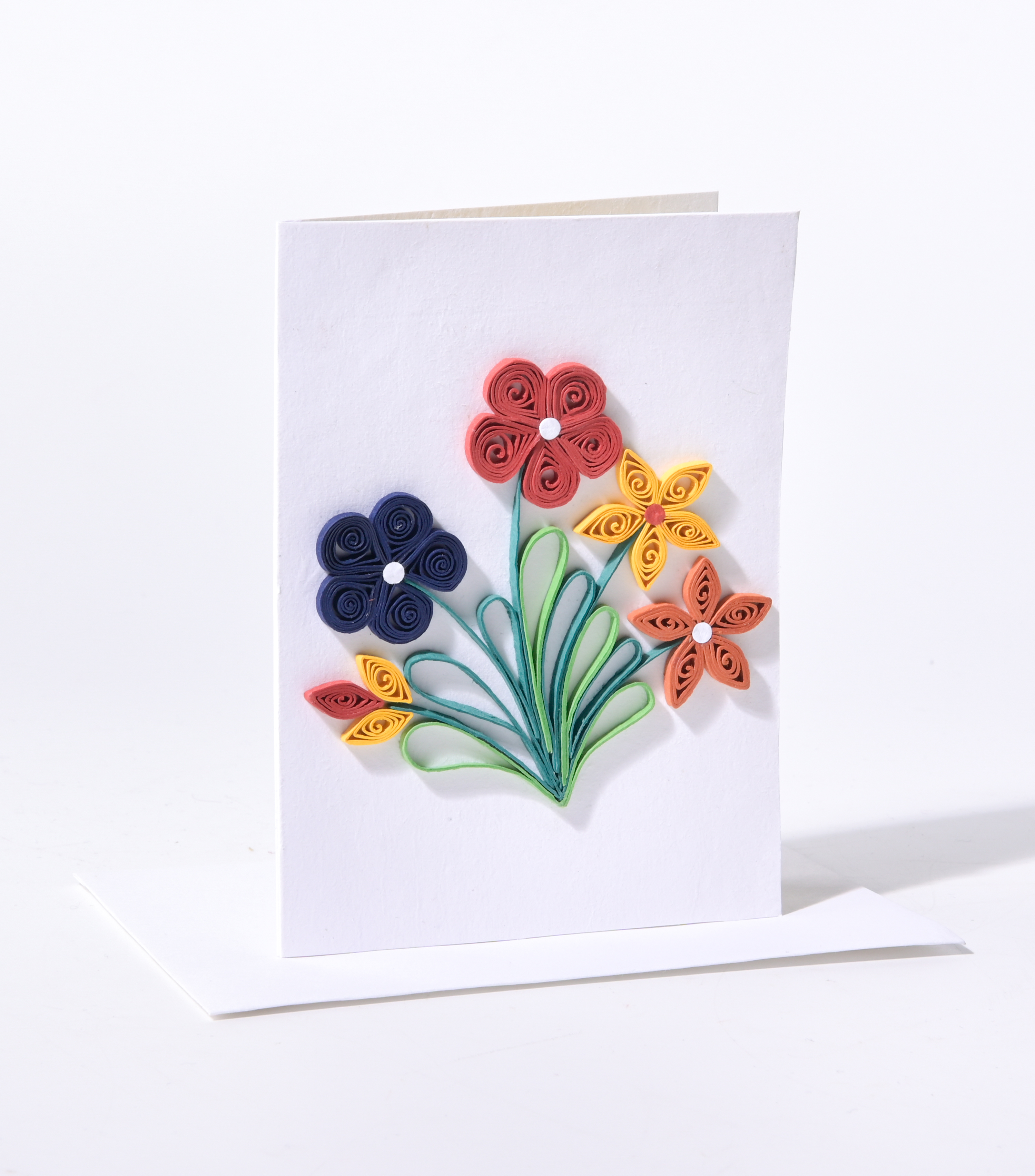 GRUSSKARTE Blumenstrauß Jutepapier, Applique, 11x15cm