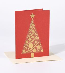 WEIHNACHTSKARTE Sternenbaum Jutepapier 11x15cm