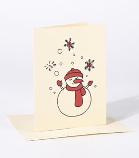 WEIHNACHTSKARTE Schneemann Jutepapier 11x15cm