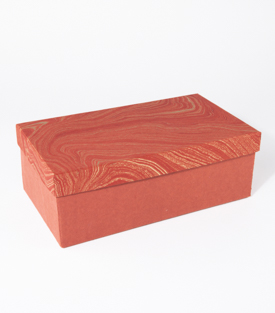 Geschenksbox rot marmoriert Jutepapier 32x18xH11cm