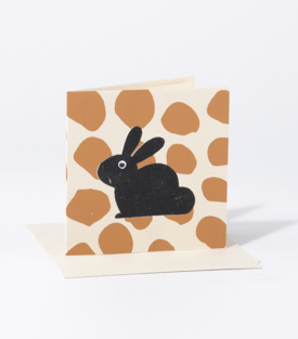 GRUSSKARTE Hase weiss Jutepapier 10x10cm
