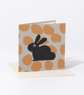 GRUSSKARTE Hase grau Jutepapier 10x10cm