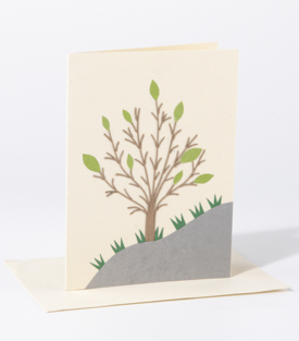 GRUSSKARTE Baum Appliqué Jutepapier 11x15cm