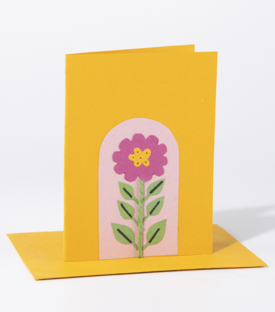 GRUSSKARTE Blume gelb Jutepapier 11x15cm