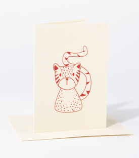 GRUSSKARTE Katze Jutepapier 11x15cm