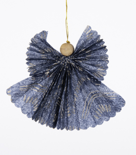 ANHÄNGER Engel blau gemustert Seidenpapier gefaltet H11cm