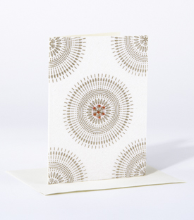 GRUSSKARTE Kreise weiss Seidenpapier 11x15cm