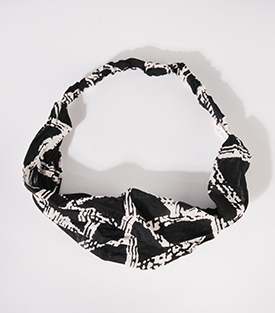 HAARBAND Dreiecke schwarz-weiß 100% Baumwolle 56cm