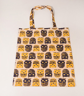BAUMWOLLTASCHE Eulen, braun ca40x45cm, Henkel 60cm