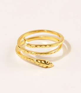 FINGERRING Schlange Messing 18k vergoldet verstellbar