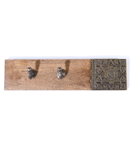 WANDHAKEN Metallbeschlag Mangoholz 30x8cm